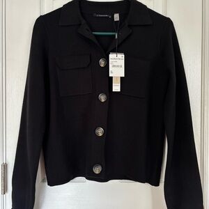 NWT Tahari Classic Black Knit Cardigan Sweater Jacket size XS